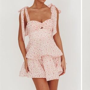 Zoey Riva Angel Biba Pia Ruffle Mini Dress Womens Sz S Pink Floral Coquette